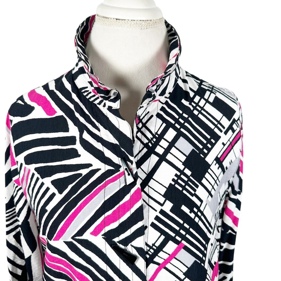 Ali Miles Abstract striped tunic top Wire Collar Artsy Chic A-Line Whimsy Size M - Picture 13 of 13